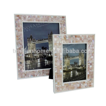 pink shell mixed photo picture frame with white edge